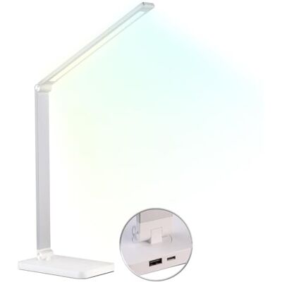 Lunartec LED Tischlampe: Aluminium-Akku-Schreibtischleuchte, CCT, 280 Lumen, USB, Silber/weiß (LED Tischlampe Akku dimmbar, Schreibtischlampe mit Kabel, Adapter) Lunartec LED Tischlampe: Aluminium-Akku-Schreibtischleuchte, CCT, 280 Lumen, USB, Silber/weiß (LED Tischlampe Akku dimmbar, Schreibtischlampe mit Kabel, Adapter)