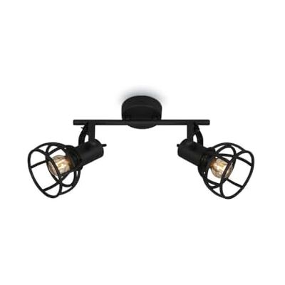 BRILONER Leuchten Deckenlampe retro mit Gitterschirm, 2-flammige Deckenleuchte vintage, E14 Fassung max. 25 Watt, verstellbare Lampenschirme, rustikaler Deckenspot aus Stahl, Schwarz 2669-025 BRILONER Leuchten Deckenlampe retro mit Gitterschirm, 2-flammige Deckenleuchte vintage, E14 Fassung max. 25 Watt, verstellbare Lampenschirme, rustikaler Deckenspot aus Stahl, Schwarz 2669-025