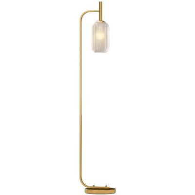 HOMCOM Stehleuchte Wohnzimmer 152 cm Schalter Gold Pergament-Glas-Lampenschirm, E27, LED/Halogen nicht enthalten, für Schlafzimmer, Metall. HOMCOM Stehleuchte Wohnzimmer 152 cm Schalter Gold Pergament-Glas-Lampenschirm, E27, LED/Halogen nicht enthalten, für Schlafzimmer, Metall.
