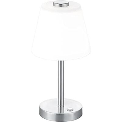 Trio Leuchten LED Touch-Tischleuchte in Nickel matt mit einem Lampenschirmglas in der Farbe weiß Trio Leuchten LED Touch-Tischleuchte in Nickel matt mit einem Lampenschirmglas in der Farbe weiß