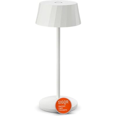 SIGOR Facetta schneeweiß LED Akku-Tischlampe dimmbar & kabellos mit FlexMood (2200K/2700K), bis 12h Leuchtdauer, USB-C Ladefunktion, IP44 Outdoor & Indoor, Aluminium, Design-Lampe SIGOR Facetta schneeweiß LED Akku-Tischlampe dimmbar & kabellos mit FlexMood (2200K/2700K), bis 12h Leuchtdauer, USB-C Ladefunktion, IP44 Outdoor & Indoor, Aluminium, Design-Lampe