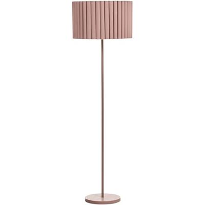 Beliani Stehlampe Metall braun mit Stoffschirm Leinen u. Terylen 155 cm Rillen-Optik Lourens Beliani Stehlampe Metall braun mit Stoffschirm Leinen u. Terylen 155 cm Rillen-Optik Lourens