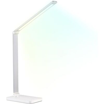 Lunartec Schreibtischlampen: Aluminium-Schreibtischleuchte, CCT, 660 Lumen, USB, Silber/weiß (Schreibtisch-Leuchte, Schreibtischlampe LED dimmbar, Lampe) Lunartec Schreibtischlampen: Aluminium-Schreibtischleuchte, CCT, 660 Lumen, USB, Silber/weiß (Schreibtisch-Leuchte, Schreibtischlampe LED dimmbar, Lampe)