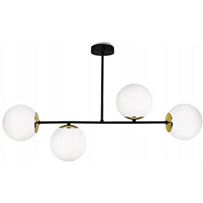 Light Home LH Light-Home Palermo Hängelampe Deckenlampe für Wohnzimmer Schlafzimmer und Esszimmer- Pendelleuchte aus Metall und Glas E14-4-Flammig Schwarz und Gold Light Home LH Light-Home Palermo Hängelampe Deckenlampe für Wohnzimmer Schlafzimmer und Esszimmer- Pendelleuchte aus Metall und Glas E14-4-Flammig Schwarz und Gold