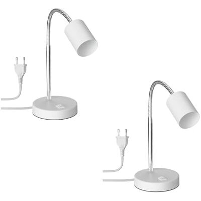 ledscom.de 2x Tischlampe WAIKA, Schwanenhals, Schalter, weiß, 1x GU10 max. 60W ledscom.de 2x Tischlampe WAIKA, Schwanenhals, Schalter, weiß, 1x GU10 max. 60W