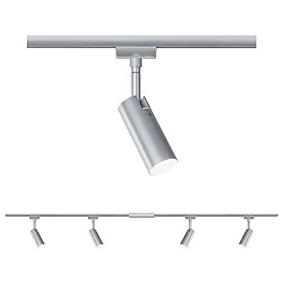 Paulmann 96900 LED Deckenleuchte URail Schienensystem Strahler Set Tubo, Deckenlampe Schwenkbar Spot 4-flammig Chrom Matt 3000K Warmweiß 5 W Paulmann 96900 LED Deckenleuchte URail Schienensystem Strahler Set Tubo, Deckenlampe Schwenkbar Spot 4-flammig Chrom Matt 3000K Warmweiß 5 W