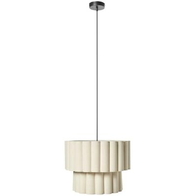 Beliani Moderne Pendelleuchte mit Leinen-Schirm Deckenleuchte mattschwarz hellbeige Belessa Beliani Moderne Pendelleuchte mit Leinen-Schirm Deckenleuchte mattschwarz hellbeige Belessa