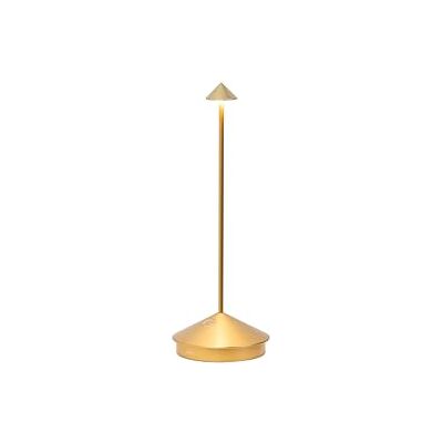 Zafferano , Pina Lampe, Wiederaufladbare und Kabellose Tischlampe mit Touch Control, Geeignet für den Innen- und Außenbereich, Dimmer, 2200-3000 K, Höhe 29 cm, Farbe Gold matt Zafferano , Pina Lampe, Wiederaufladbare und Kabellose Tischlampe mit Touch Control, Geeignet für den Innen- und Außenbereich, Dimmer, 2200-3000 K, Höhe 29 cm, Farbe Gold matt