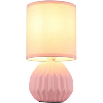 GLOBO Tischlampe pink Keramik Nachttischlampe Tischleuchte Beistelllampe Wohnzimmerlampe Textil, 1x E14, DxH 12 x 23 cm GLOBO Tischlampe pink Keramik Nachttischlampe Tischleuchte Beistelllampe Wohnzimmerlampe Textil, 1x E14, DxH 12 x 23 cm