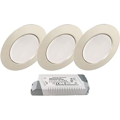 Trango 3er Set G4E-038T dimmbar LED Möbel-Einbaustrahler 12Volt AC/DC inkl. 1x LED-Trafo (12 Volt AC) Einbauleuchte in Chrom, Deckenleuchte zum Austausch G4 Halogen Möbelleuchten, Küchenhaube-Leuchten Trango 3er Set G4E-038T dimmbar LED Möbel-Einbaustrahler 12Volt AC/DC inkl. 1x LED-Trafo (12 Volt AC) Einbauleuchte in Chrom, Deckenleuchte zum Austausch G4 Halogen Möbelleuchten, Küchenhaube-Leuchten