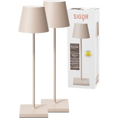 SIGOR Nuindie 2.0 Akku-Tischlampe, 2er-Set, dünenbeige Dimmbar • Indoor & Outdoor • IP54 • 38 cm • USB-C • 12 h Leuchtdauer SIGOR Nuindie 2.0 Akku-Tischlampe, 2er-Set, dünenbeige Dimmbar • Indoor & Outdoor • IP54 • 38 cm • USB-C • 12 h Leuchtdauer