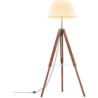 vidaXL Teak Massiv Stativlampe Höhenverstellbar Vintage Retro Standleuchte Stehlampe Stehleuchte Standlampe Lampe Leuchte Honigbraun Weiß 141cm vidaXL Teak Massiv Stativlampe Höhenverstellbar Vintage Retro Standleuchte Stehlampe Stehleuchte Standlampe Lampe Leuchte Honigbraun Weiß 141cm