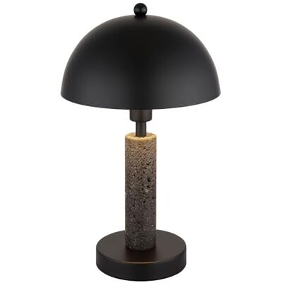 GLOBO Tischleuchte Nachttischlampe Leselampe schwarz matt Travertin Stein H 34 cm GLOBO Tischleuchte Nachttischlampe Leselampe schwarz matt Travertin Stein H 34 cm