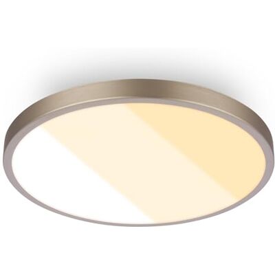 BRILONER LED Deckenlampe, Warmweiß bis Neutralweiß, IP44 Spritzwasserschutz, Sehr hell, Deckenleuchte, Feuchtraumleuchte, Deckenlampe Badezimmer, Badezimmer Lampe, Küchenlampe, 24x6 cm, Nickel-matt BRILONER LED Deckenlampe, Warmweiß bis Neutralweiß, IP44 Spritzwasserschutz, Sehr hell, Deckenleuchte, Feuchtraumleuchte, Deckenlampe Badezimmer, Badezimmer Lampe, Küchenlampe, 24x6 cm, Nickel-matt