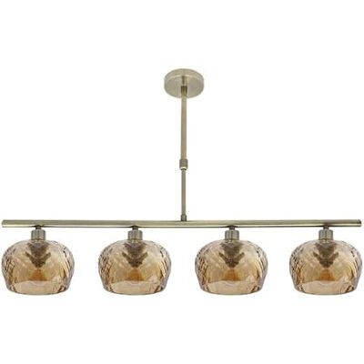 Zarivy Estela 4xe14 Lampe aus elegantem Leder, Maße 75 x 13 cm, mit geschliffenen Lampenschirmen aus bernsteinfarbenem Glas. Ideal, um jeden Raum stilvoll zu beleuchten und zu dekorieren. Zarivy Estela 4xe14 Lampe aus elegantem Leder, Maße 75 x 13 cm, mit geschliffenen Lampenschirmen aus bernsteinfarbenem Glas. Ideal, um jeden Raum stilvoll zu beleuchten und zu dekorieren.