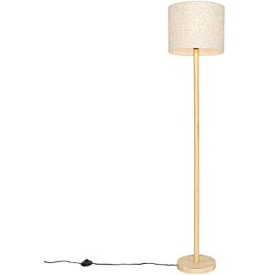 Qazqa Landhaus Stehleuchte mit Schirm, Stehlampe Mels Naturel, Rund, Holz, max. 40W, Geeignet für LED, 151cm, Ideal als Wohnzimmerlampe Qazqa Landhaus Stehleuchte mit Schirm, Stehlampe Mels Naturel, Rund, Holz, max. 40W, Geeignet für LED, 151cm, Ideal als Wohnzimmerlampe