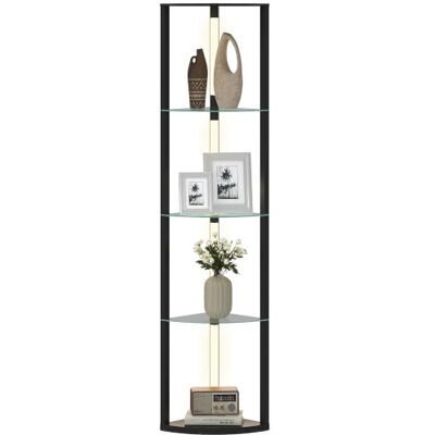 HOMCOM LED Stehlampe Glasregal 3 Helligkeitsstufen Fußschalter Schwarz Wohnzimmer, Stehleuchte, Standleuchte, Schlafzimmer HOMCOM LED Stehlampe Glasregal 3 Helligkeitsstufen Fußschalter Schwarz Wohnzimmer, Stehleuchte, Standleuchte, Schlafzimmer
