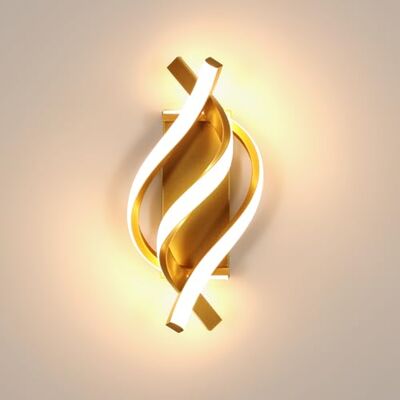 Goeco LED Wandleuchte Innen, 22W 3000K Warmlicht Wandlampe Modern Gebogene Design, LED Lampen Wandbeleuchtung für Wohnzimmer Korridor Treppen, Gold 33 * 15 CM Goeco LED Wandleuchte Innen, 22W 3000K Warmlicht Wandlampe Modern Gebogene Design, LED Lampen Wandbeleuchtung für Wohnzimmer Korridor Treppen, Gold 33 * 15 CM