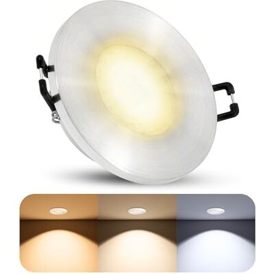 SSC-LUXon BEDA Downlight Einbau IP65 mit LED GU10 38° Abstrahlwinkel 3W drei einstellbaren Lichtfarben 3CCT- 230V Einbauspot in Alu gebürstet & rund SSC-LUXon BEDA Downlight Einbau IP65 mit LED GU10 38° Abstrahlwinkel 3W drei einstellbaren Lichtfarben 3CCT- 230V Einbauspot in Alu gebürstet & rund