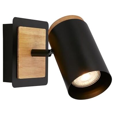 BRILONER Wandleuchte innen schwenkbar, GU10 Fassung, max. 10W, Leselampe, Wohnzimmerlampe, Lampe, Wandlampe, Küchenlampe, Flurlampe, Schlafzimmer, Wandbeleuchtung, 12x14,5 cm, Schwarz-Holz BRILONER Wandleuchte innen schwenkbar, GU10 Fassung, max. 10W, Leselampe, Wohnzimmerlampe, Lampe, Wandlampe, Küchenlampe, Flurlampe, Schlafzimmer, Wandbeleuchtung, 12x14,5 cm, Schwarz-Holz