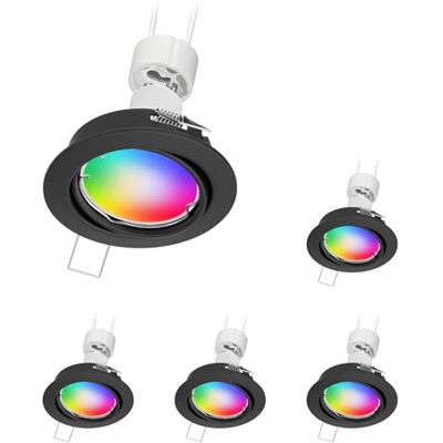 ledscom.de 5x Decken-Einbaustrahler FERE Einbaurahmen schwarz matt schwenkbar inkl. Smart Home RGBW GU10 LED Lampe, 5,41W, 473lm ledscom.de 5x Decken-Einbaustrahler FERE Einbaurahmen schwarz matt schwenkbar inkl. Smart Home RGBW GU10 LED Lampe, 5,41W, 473lm