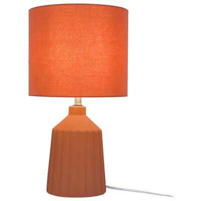 Relaxdays Tischlampe, gemusterter Keramikfuß, Stoffschirm, E14, HxD: 42 x 23 cm, Nachttischlampe mit Kabel, Terracotta Relaxdays Tischlampe, gemusterter Keramikfuß, Stoffschirm, E14, HxD: 42 x 23 cm, Nachttischlampe mit Kabel, Terracotta