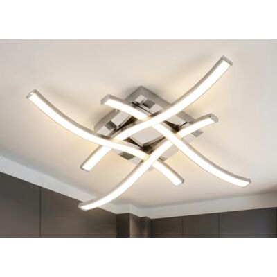 Trango 3132 Design LED-Deckenleuchte Serie *WAVE* I 4 Flammen I dimmbar I modern & chic I in Wellenform I Deckenlampe I 4x 5 Watt LED Modul I 4x 450 Lumen I 3000K warm-weiß I Nickel matt & Chrom Trango 3132 Design LED-Deckenleuchte Serie *WAVE* I 4 Flammen I dimmbar I modern & chic I in Wellenform I Deckenlampe I 4x 5 Watt LED Modul I 4x 450 Lumen I 3000K warm-weiß I Nickel matt & Chrom