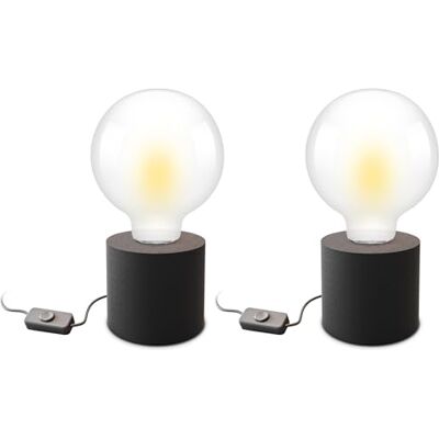 SSC-LUXon NAMBI Tischlampe 2 Stück schwarz E27 rund ohne Leuchtmittel Zwei matt schwarze Nachttischlampen mit E27 Fassung für Schlafzimmer, Fensterbank & Sideboard, 1,9m Kabel, ohne LED SSC-LUXon NAMBI Tischlampe 2 Stück schwarz E27 rund ohne Leuchtmittel Zwei matt schwarze Nachttischlampen mit E27 Fassung für Schlafzimmer, Fensterbank & Sideboard, 1,9m Kabel, ohne LED