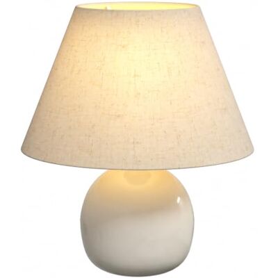 HOMCOM Tischlampe Tischleuchte, Vintage Nachttischlampe Leinenschirm Leselampe mit Keramiksockel E27 Fassung, für Schlafzimmer Wohnzimmer, Cremeweiß HOMCOM Tischlampe Tischleuchte, Vintage Nachttischlampe Leinenschirm Leselampe mit Keramiksockel E27 Fassung, für Schlafzimmer Wohnzimmer, Cremeweiß