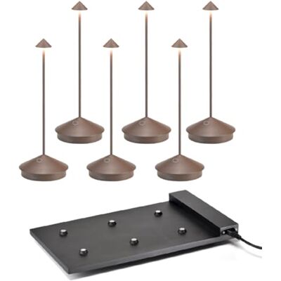 Zafferano Pina Pro 6er Set, Wiederaufladbare Kabellose LED Tischlampe, Touch Control, Dimmer 2200-3000 K, Höhe 29 cm, mit 6er Ladestation Zafferano Pina Pro 6er Set, Wiederaufladbare Kabellose LED Tischlampe, Touch Control, Dimmer 2200-3000 K, Höhe 29 cm, mit 6er Ladestation