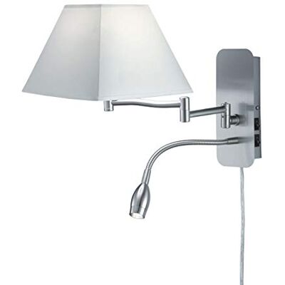 TRIO LIGHTING FOR YOU Trio Leuchten Wandleuchte Hotel 271370201, Metall Nickel matt, Stoffschirm weiß, inkl. 3.1 Watt LED, exkl. 1x E14, getrennt schltbar, Lesearm flexibel TRIO LIGHTING FOR YOU Trio Leuchten Wandleuchte Hotel 271370201, Metall Nickel matt, Stoffschirm weiß, inkl. 3.1 Watt LED, exkl. 1x E14, getrennt schltbar, Lesearm flexibel
