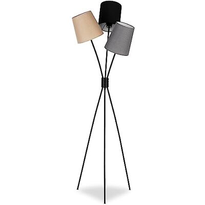 REV – Stehlampe 3-flammig im Vintage-Look mit Trittschalter – Stehlampe Wohnzimmer mit 3 Stoffschirmen & E27 Fassung – Stehleuchte schwarz als Deko für Wohnzimmer & Schlafzimmer – 160cm REV – Stehlampe 3-flammig im Vintage-Look mit Trittschalter – Stehlampe Wohnzimmer mit 3 Stoffschirmen & E27 Fassung – Stehleuchte schwarz als Deko für Wohnzimmer & Schlafzimmer – 160cm