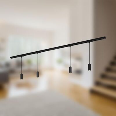 BRILONER Schienensystem Rail Komplettset, 4x LED Pendel dimmbar, Lampen, Lichtschienensystem Decke, Strahler Schiene, Deckenlampe, Deckenleuchte, Pendellampe, Pendelleuchte, 1,5m, Schwarz BRILONER Schienensystem Rail Komplettset, 4x LED Pendel dimmbar, Lampen, Lichtschienensystem Decke, Strahler Schiene, Deckenlampe, Deckenleuchte, Pendellampe, Pendelleuchte, 1,5m, Schwarz