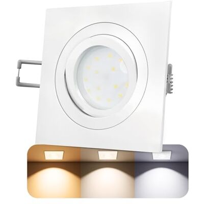 SSC-LUXon QF-2 LED Einbaustrahler ultraflach eckig weiß 4W 3 Lichtfarben Ultraflaches Downlight nur 30mm tief in Weiß für Wohn- & Schlafräume LED-Modul 4W 3-farbig wechselbar, Lochmaß Ø75mm SSC-LUXon QF-2 LED Einbaustrahler ultraflach eckig weiß 4W 3 Lichtfarben Ultraflaches Downlight nur 30mm tief in Weiß für Wohn- & Schlafräume LED-Modul 4W 3-farbig wechselbar, Lochmaß Ø75mm
