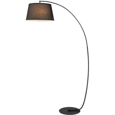 HOMCOM Stehlampe Wohnzimmer Stehleuchte mit Fußschalter E27-Fassung Schwarz Lampenschirm aus Stoff, Standleuchte, Bogenlampe mit Metallständer, für Schlafzimmer HOMCOM Stehlampe Wohnzimmer Stehleuchte mit Fußschalter E27-Fassung Schwarz Lampenschirm aus Stoff, Standleuchte, Bogenlampe mit Metallständer, für Schlafzimmer