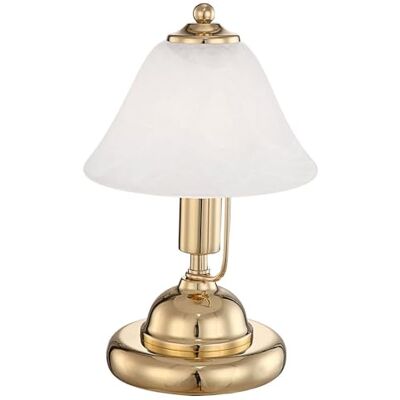 GLOBO Messing Tischlampe Antik Tischleuchte goldfarbene Tischlampe Nachttischleuchte Schreibtischlampe, Messing Alabasterglas, 17x27cm, Bibliothek Lesezimmer Wohnzimmer GLOBO Messing Tischlampe Antik Tischleuchte goldfarbene Tischlampe Nachttischleuchte Schreibtischlampe, Messing Alabasterglas, 17x27cm, Bibliothek Lesezimmer Wohnzimmer