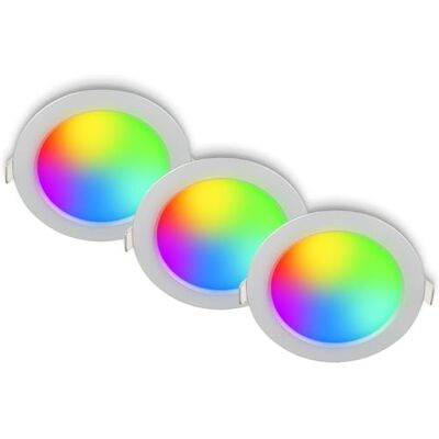 BRILONER 3er Set LED Einbaustrahler 230V mit Fernbedienung, dimmbar, RGB, CCT wamweiß bis kaltweiß, LED Spot, Deckenspots, Einbauleuchten, Badezimmer, Einbauspots, 12x4 cm, Chrom-matt BRILONER 3er Set LED Einbaustrahler 230V mit Fernbedienung, dimmbar, RGB, CCT wamweiß bis kaltweiß, LED Spot, Deckenspots, Einbauleuchten, Badezimmer, Einbauspots, 12x4 cm, Chrom-matt