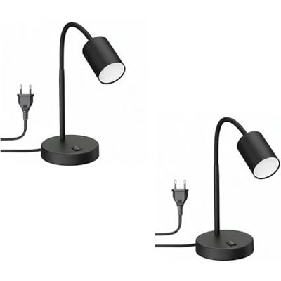 ledscom.de 2x Tischlampe WAIKA, Schwanenhals, Schalter, schwarz, 1x GU10 max. 60W ledscom.de 2x Tischlampe WAIKA, Schwanenhals, Schalter, schwarz, 1x GU10 max. 60W