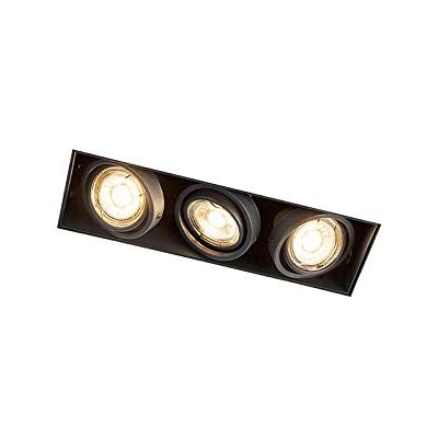 Qazqa Einbaustrahler, Einbauleuchte Oneon Trimless 50 Schwarz, max. 50W, Geeignet für LED, 26.9cm, Rechteckig, 3-flammig, Ideal als Flur, Küche lampe und Schlafzimmerlampe Qazqa Einbaustrahler, Einbauleuchte Oneon Trimless 50 Schwarz, max. 50W, Geeignet für LED, 26.9cm, Rechteckig, 3-flammig, Ideal als Flur, Küche lampe und Schlafzimmerlampe