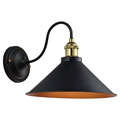 GTV Wandleuchte MANI 1,4052, E27, schwarz/gold, 22 cm AC220-240V, 50/60Hz, IP20, einzeln, Vintage, Retro und Loft-Stil, OS-MANI1-11-DEC GTV Wandleuchte MANI 1,4052, E27, schwarz/gold, 22 cm AC220-240V, 50/60Hz, IP20, einzeln, Vintage, Retro und Loft-Stil, OS-MANI1-11-DEC