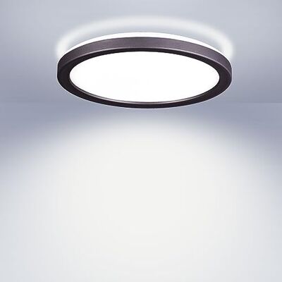 Maxkomfort LED Deckenleuchte mit Backlight Ø19cm Rund 12W, 4000K Neutralweiß, Ultra Flach (3cm), Deckenlampe für Flur, Büro & Küche Schwarz Maxkomfort LED Deckenleuchte mit Backlight Ø19cm Rund 12W, 4000K Neutralweiß, Ultra Flach (3cm), Deckenlampe für Flur, Büro & Küche Schwarz