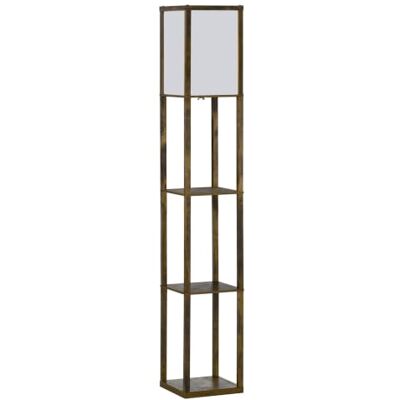 HOMCOM Stehlampe mit Regalen, E27 Fassung, Zugschalter, Rustikal-Braun 40W, Wohnzimmer Stehleuchte, Nachttischlampe, Lampenschirm, Standlampe für Schlafzimmer, Arbeitszimmer, Büro HOMCOM Stehlampe mit Regalen, E27 Fassung, Zugschalter, Rustikal-Braun 40W, Wohnzimmer Stehleuchte, Nachttischlampe, Lampenschirm, Standlampe für Schlafzimmer, Arbeitszimmer, Büro
