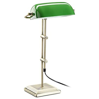 Relaxdays Bankerlampe grün, Tischlampe Glas, Dekolampe Retro, Tischlampe Messing Optik, HxBxT: 52 x 27 x 18 cm, bronze Relaxdays Bankerlampe grün, Tischlampe Glas, Dekolampe Retro, Tischlampe Messing Optik, HxBxT: 52 x 27 x 18 cm, bronze