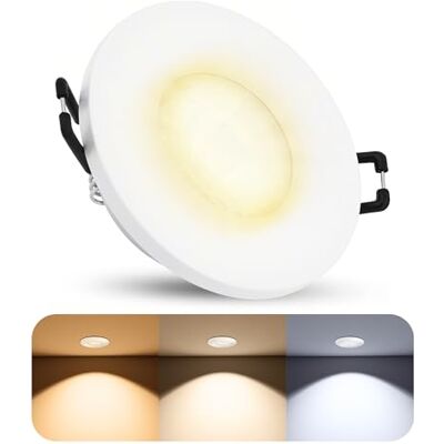 SSC-LUXon BEDA Bad Einbau Downlight rund weiß IP65 GU10 3 Lichtfarben Bad-Downlight rund weiß für Bad, Dusche & Sauna warm / neutral / tageslicht per Schalter, inkl. GU10 LED, wasserdicht IP65 SSC-LUXon BEDA Bad Einbau Downlight rund weiß IP65 GU10 3 Lichtfarben Bad-Downlight rund weiß für Bad, Dusche & Sauna warm / neutral / tageslicht per Schalter, inkl. GU10 LED, wasserdicht IP65