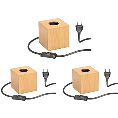 ledscom.de 3x Tischlampe HITO, Schalter, Echtholz (Gummibaum), quadratisch, hellbraun, 1x E27 max. 60W ledscom.de 3x Tischlampe HITO, Schalter, Echtholz (Gummibaum), quadratisch, hellbraun, 1x E27 max. 60W
