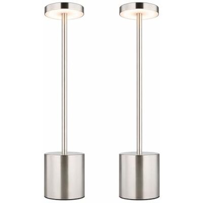 GLOBO Tischlampe Tischleuchte silber Wohnzimmerlampe CCT Akku Touchdimmer, Metall Kunststoff, 1,2W 138Lm 2700K 4500K 6000K, H 34 cm, 2er Set GLOBO Tischlampe Tischleuchte silber Wohnzimmerlampe CCT Akku Touchdimmer, Metall Kunststoff, 1,2W 138Lm 2700K 4500K 6000K, H 34 cm, 2er Set