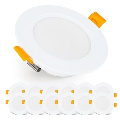 Emos Exclusive Einbaustrahler LED Spots 230V, 5W, 500lm, 4000K Neutralweiß Set 12x Downlight Spots Badezimmer, Wasserdicht IP54 Einbaustrahler 230V, Rund Ø 95mm, Ultra Flach, Weiß Emos Exclusive Einbaustrahler LED Spots 230V, 5W, 500lm, 4000K Neutralweiß Set 12x Downlight Spots Badezimmer, Wasserdicht IP54 Einbaustrahler 230V, Rund Ø 95mm, Ultra Flach, Weiß