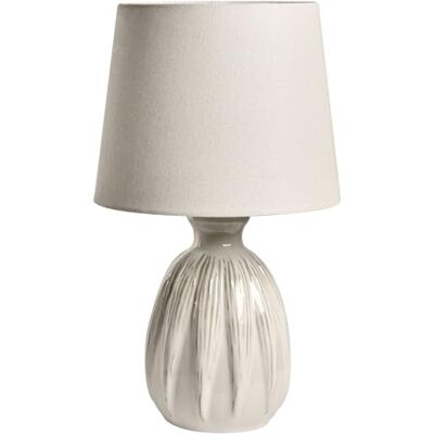 Beliani Tischlampe Keramik mit Stoffschirm hellbeige moderner Stil Aguan Beliani Tischlampe Keramik mit Stoffschirm hellbeige moderner Stil Aguan
