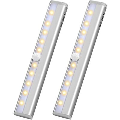 Jinlaili 2 Stück LED Bewegungsmelder Schrankleuchten mit Stick-On Magnetstreifen, Batterie Kleiderschrank Lampen, 10 LED Nachtlicht Lichtleisten Schranklicht, Unterbauleuchte für Küche (Warmweiß) Jinlaili 2 Stück LED Bewegungsmelder Schrankleuchten mit Stick-On Magnetstreifen, Batterie Kleiderschrank Lampen, 10 LED Nachtlicht Lichtleisten Schranklicht, Unterbauleuchte für Küche (Warmweiß)