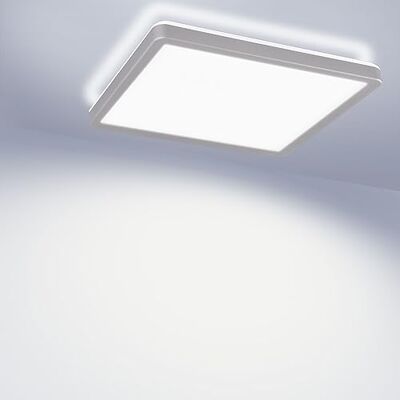 Maxkomfort LED Deckenleuchte mit Backlight 29cm Eckig 18W, 4000K Neutralweiß, Ultra Flach (3cm), Deckenlampe für Flur, Büro & Küche Grau Maxkomfort LED Deckenleuchte mit Backlight 29cm Eckig 18W, 4000K Neutralweiß, Ultra Flach (3cm), Deckenlampe für Flur, Büro & Küche Grau